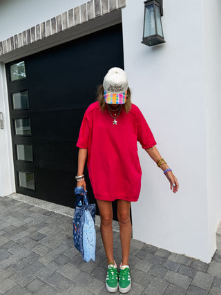 DAVI & DANI | oversized tshirt dress - watermelon red