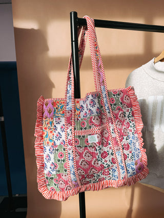 ETTA OG | quilted ruffle tote bag - orange