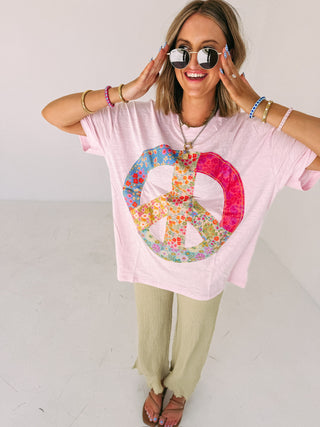 peace of mind graphic tee - pink