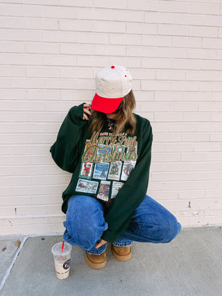 christmas stamps sweatshirt - green