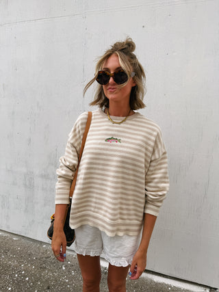fishy stripe sweater - tan