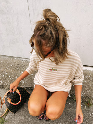 fishy stripe sweater - tan