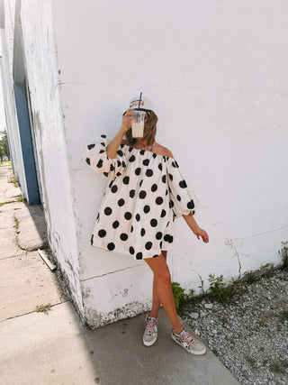 puffy polka dot dress