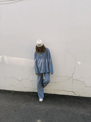 oversized moody blue striped top
