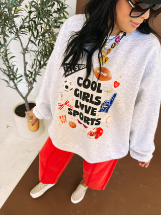 ETTA OG | cool girls love sports sweatshirt - ash