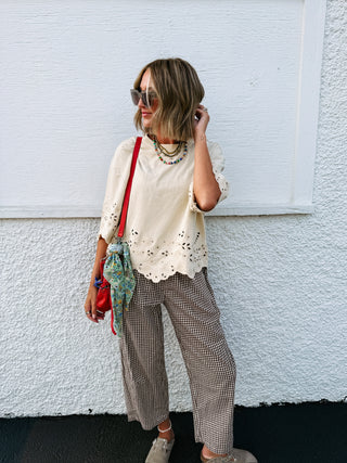 iris eyelet top - natural