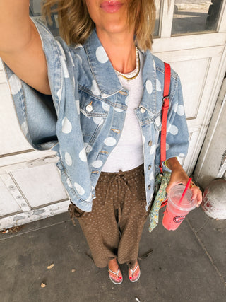 denim dot cape jacket
