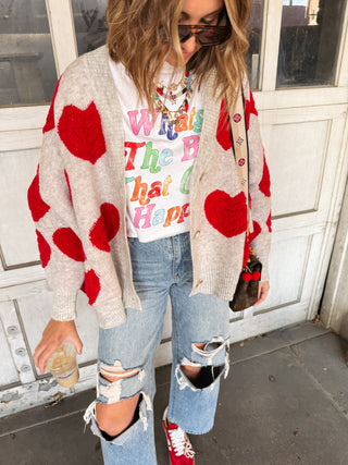 oversized heart cardigan