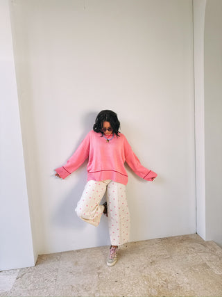 paint it polka dot barrel jeans - pink