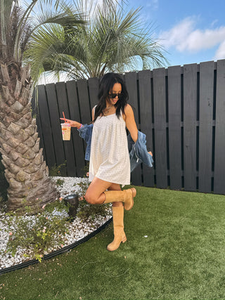 PEACH LOVE | pleated polka dot romper