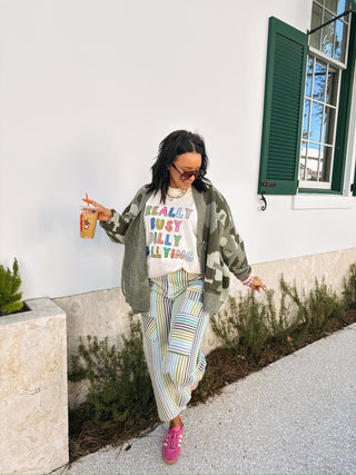 oversized camo cardigan