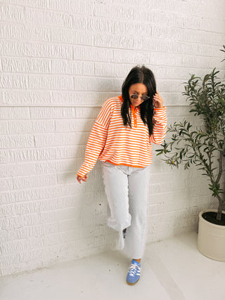 orange skies henley sweater.