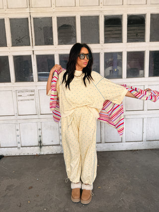 lost in comfort polka dot pants - yellow