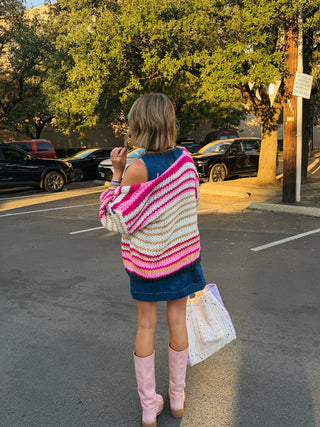 high strung stripe cardigan - pink