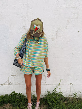 slide away stripe top - teal