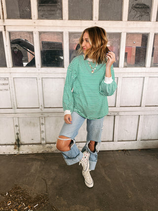 see right through me striped top - green