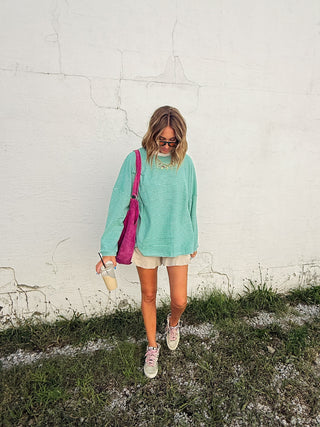 feeling fuzzy oversized top - green