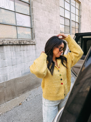 cute as a button cardigan - yellow