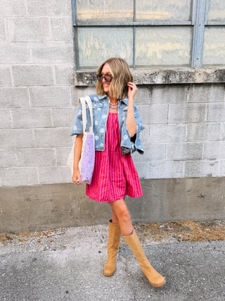 socialite stripe mini dress - pink