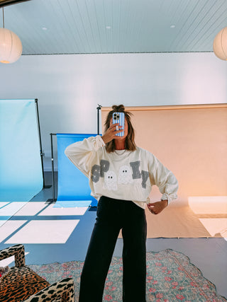 oversized spooky ghost patch top