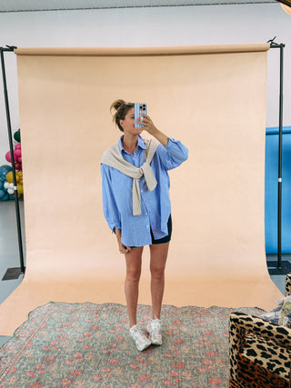 jackie layered button top - blue