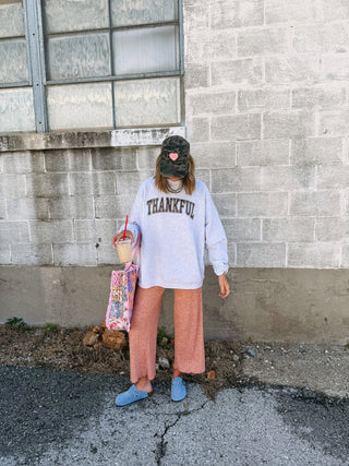 ETTA OG | varsity thankful sweatshirt - ash