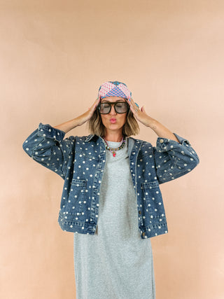 dipped in dots denim jacket
