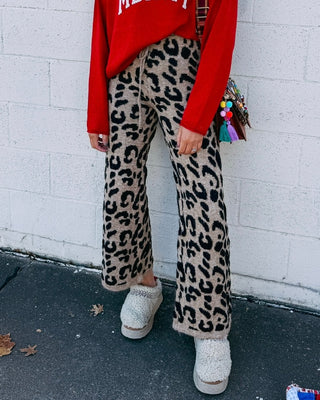 fuzzy leopard pants