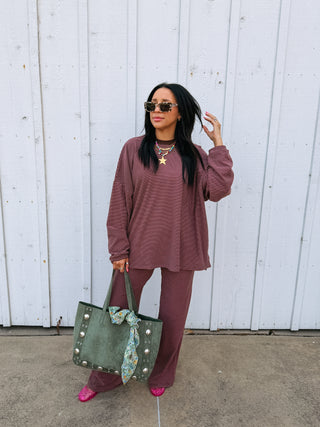 feeling fuzzy lounge pants - pink / brown