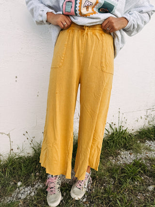 worth the wait wide leg pants - yellow
