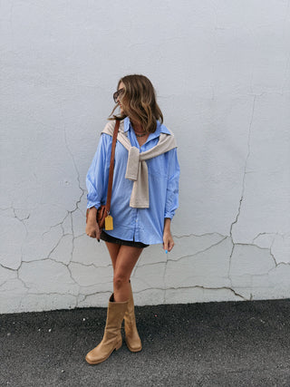 jackie layered button top - blue