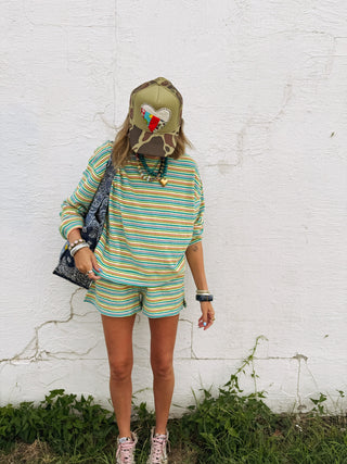 slide away stripe top - teal