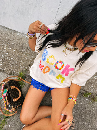 ETTA OG | book worm graphic tee - ivory