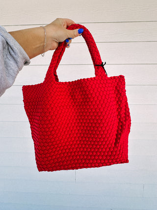 sky's the limit woven tote - red