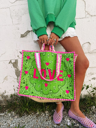 all you need is love tote bag - green