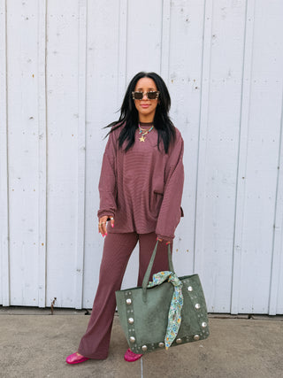 feeling fuzzy lounge pants - pink / brown