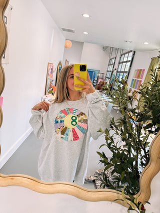 ETTA OG | quilted 8 ball sweatshirt - ash