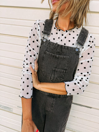 polka dot mesh top