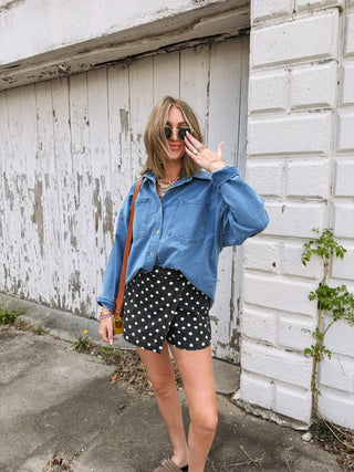 whitley denim button up