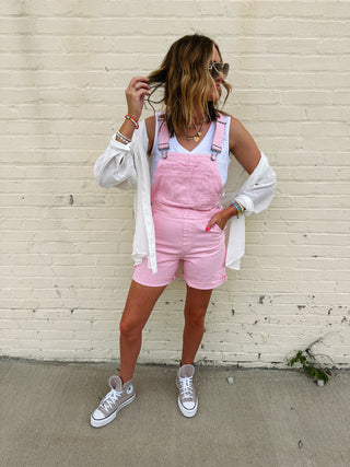 kancan I pretty in pink overalls