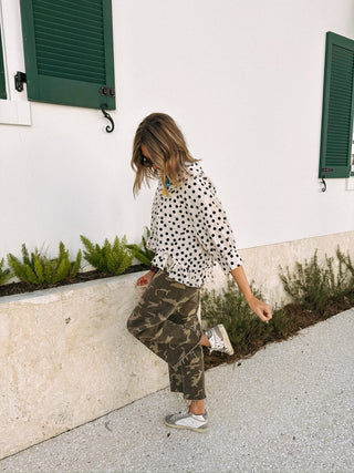 real deal ruffle top - polka dot