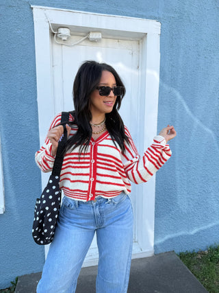 scarlet button sweater