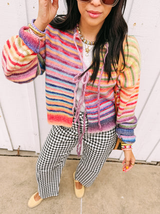 rainbowland front tie cardigan