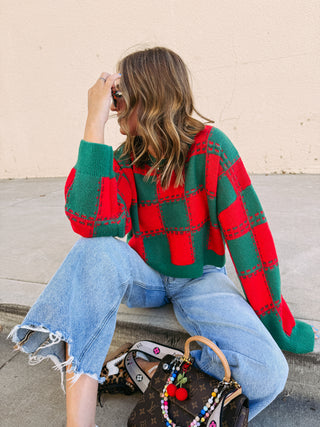 chestnuts & checkers sweater