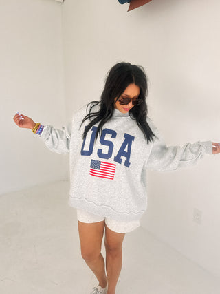 reversible USA / america mock neck - ash