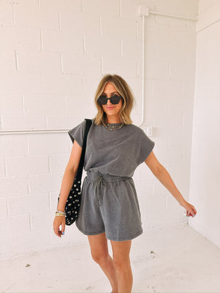 sporty spice romper - charcoal