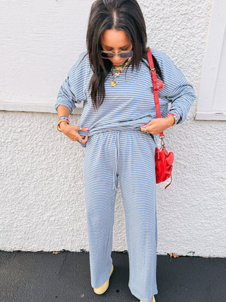 soulmate stripe two piece set - blue