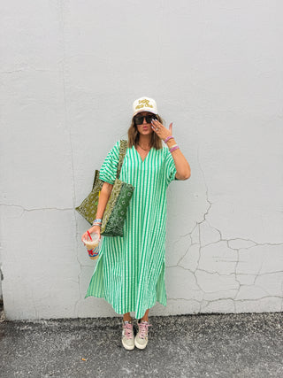 sail away stripe dress - green