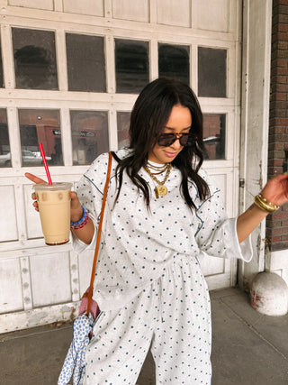 lost in comfort polka dot pants