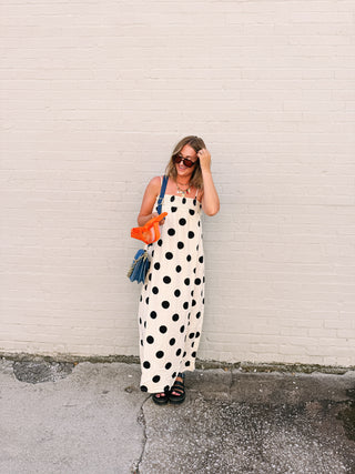 polka dot party dress - cream